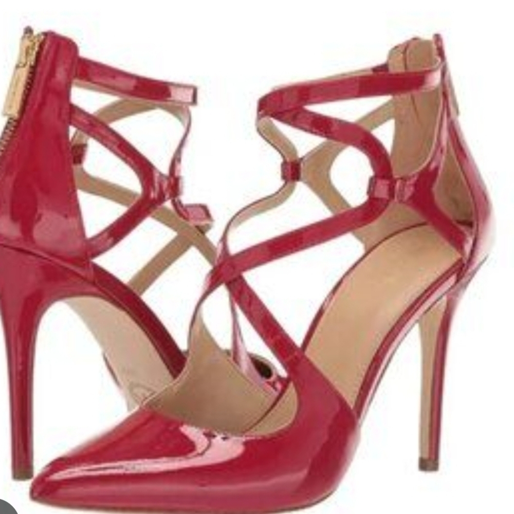 Michael Kors Red Patent Leather Crisscross Stiletto Heels